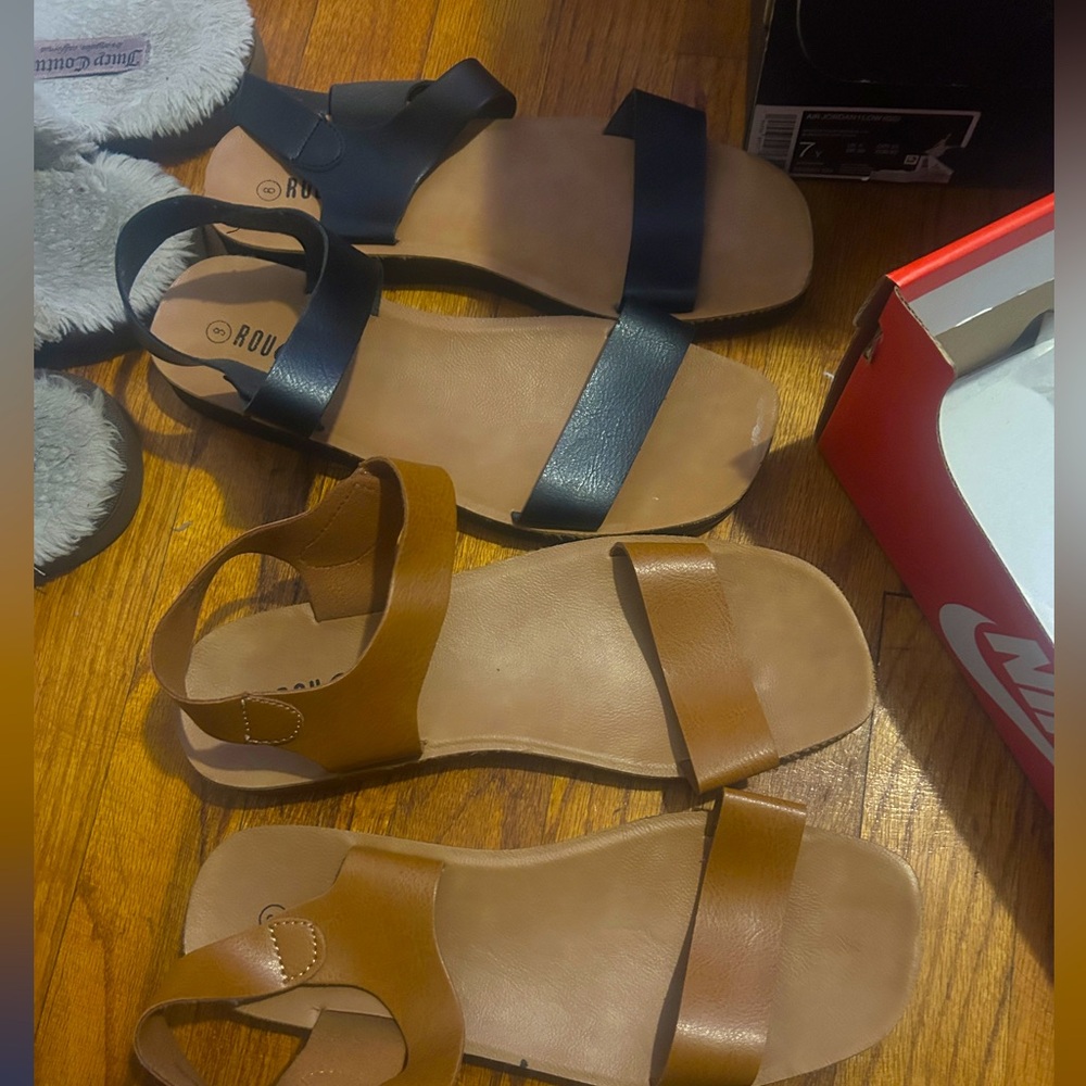 Brown and black summer sandals